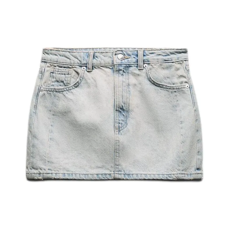ZARA Denim Short Skirts Women's Light Blue-0