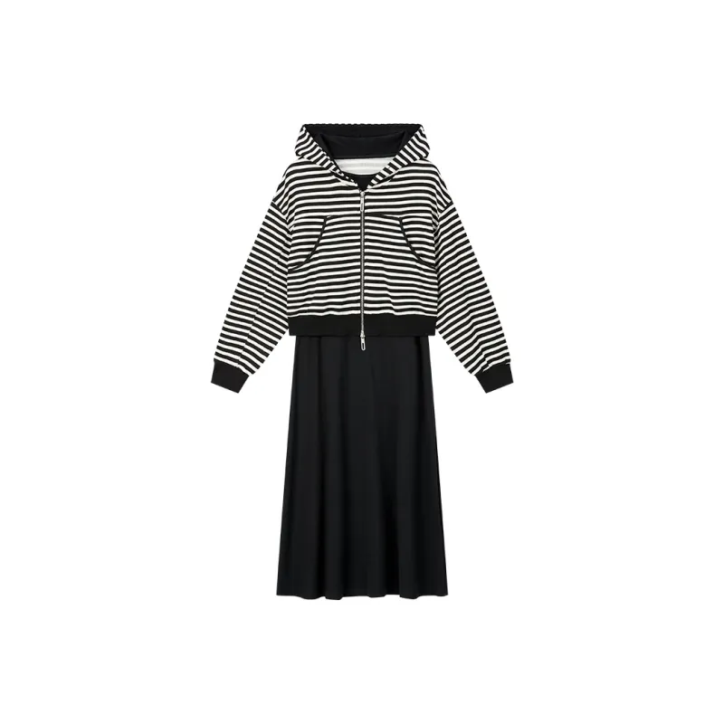 VIMLY Two Piece Skirt Sets Women's Black-0