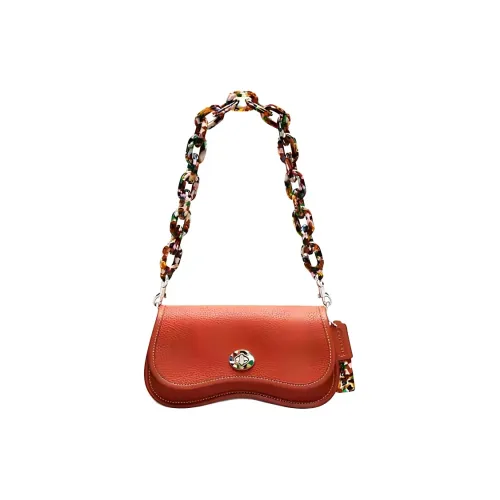 Coachtopia Wavy Dinky Leather Handbag Shoulder Bag Women's Dark Orange