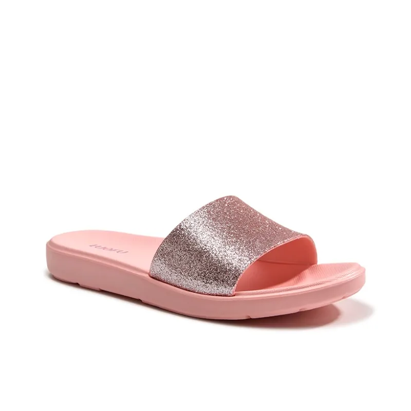 LUOFU Slide Slippers Women's Shimmery Powder/Shimmery Black/Shimmery Bean Paste-7