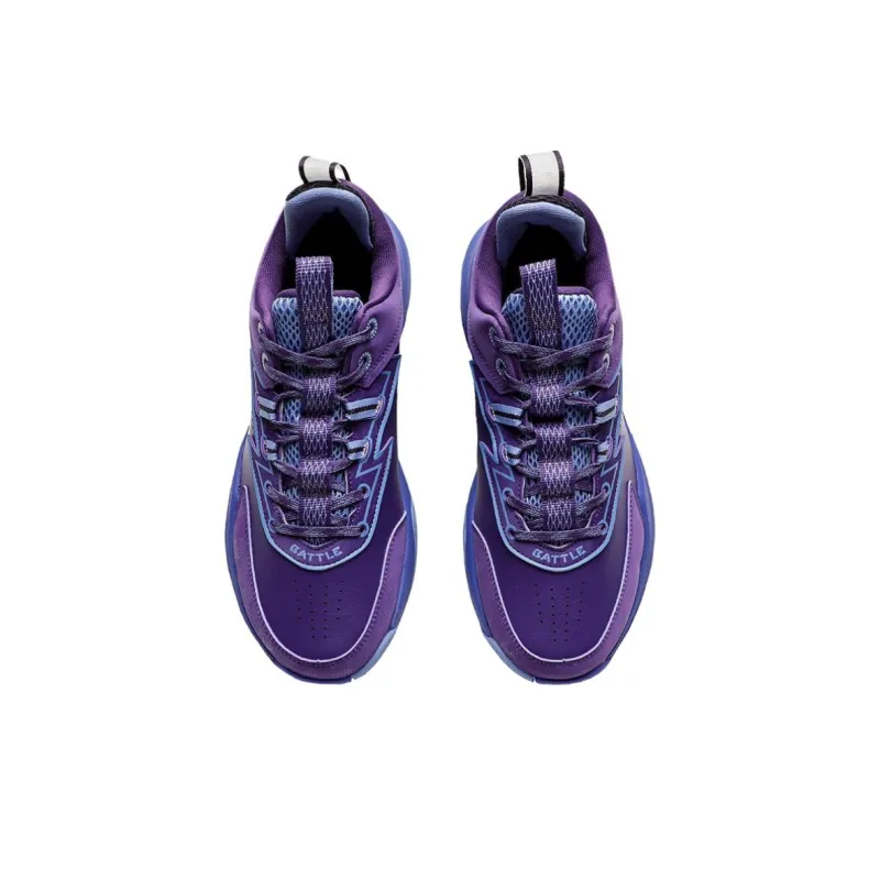 QIAODAN Anti Slip Wear Resistant Low Top Basketball Shoes Men's Purple-3