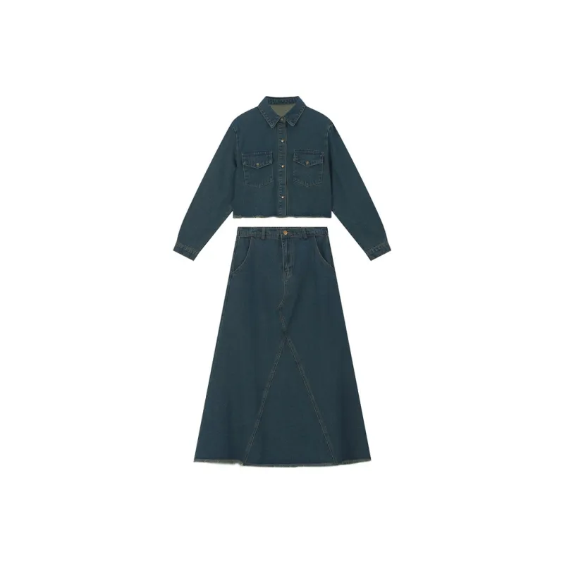 VIMLY Skirt Set Women's Denim Blue-0