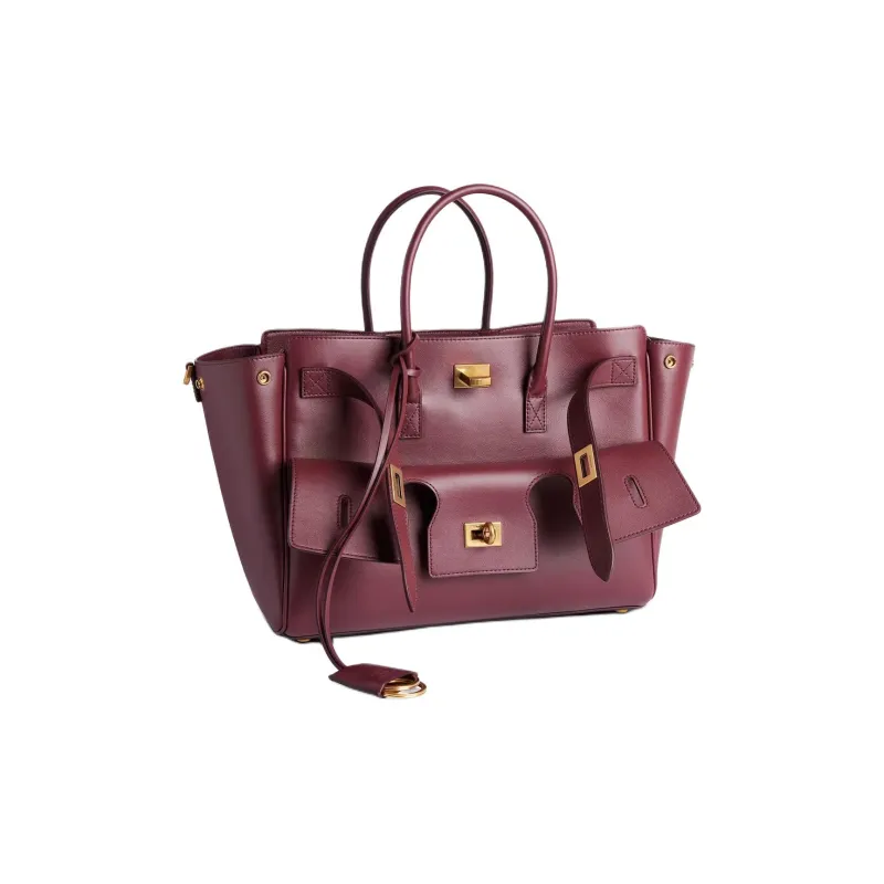 Balenciaga Bel Air Calfskin Tote Bag, Shopping Bag, Shoulder Bag, Crossbody Bag, Handbag Trumpets Women's Dark Burgundy-1