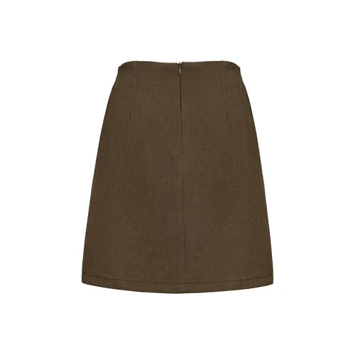 Eggka Casual Short Skirts Women's Dark Khaki