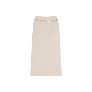 Ouyang Casual Long Skirt Women's Linen Hemp Beige