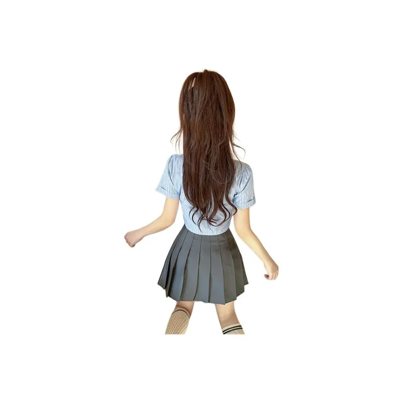 DGMZ Uniforms Women's Blue Top+Gray Skirt Set-1