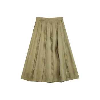 BLUEerror Casual Long Skirts Women's Moss Green