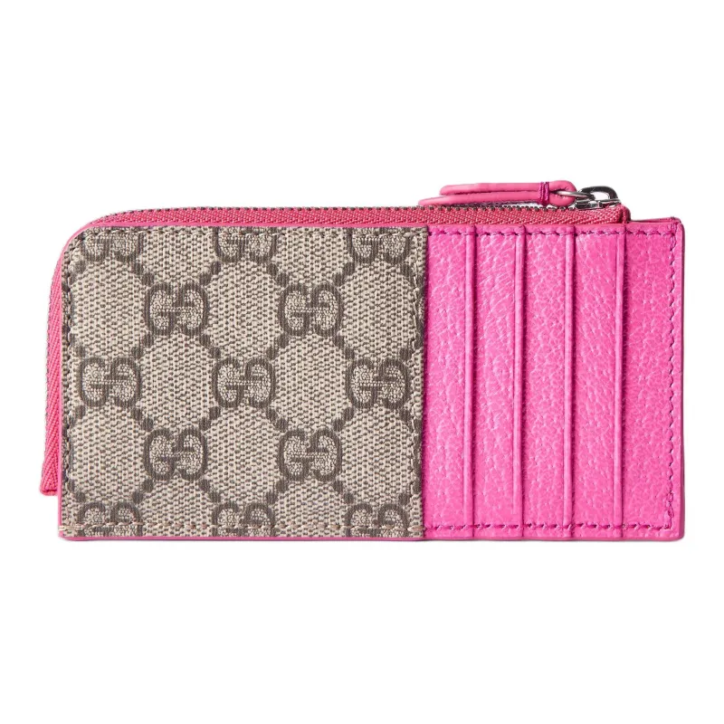 GUCCI Canvas Bag Card Holder Men's Beige & Rose Red-3