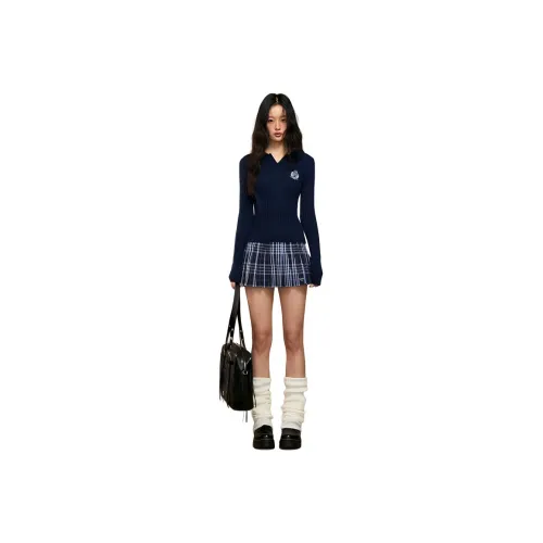 WEEKEND HUB Casual Short Skirts Women's Navy Blue