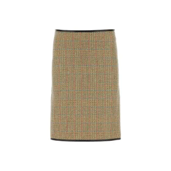 Bottega Veneta Check Patterned Side Slit Skirt