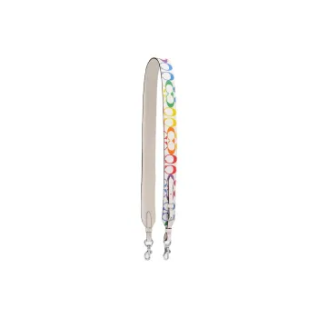 COACH Canvas With Cow Leather Bag Accessory Bag Strap Unisex Rainbow & White
