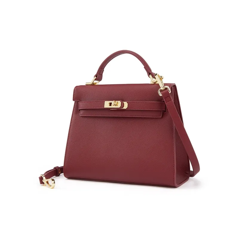 ELLE Leather Crossbody Bag Medium Size Women's White-12