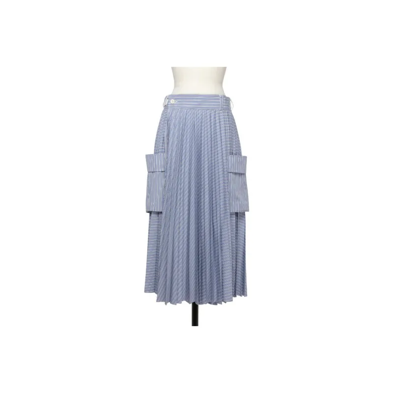Sacai SS24 Casual Long Skirt Women's Blue Stripes-0