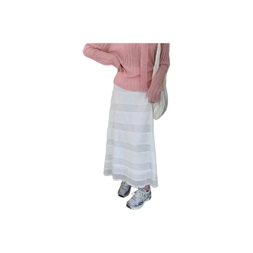 QIANGKOUPAOCAI Casual Long Skirts Women's White