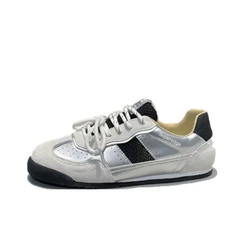 SUPEREDGE Anti Slip Wear Resistant Low Top Casual Shoes Men's Silver Black