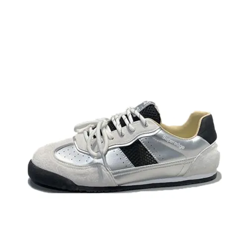 SUPEREDGE Anti Slip Wear Resistant Low Top Casual Shoes Men's Silver Black