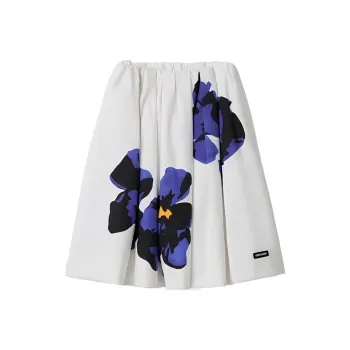 MIU MIU Poplin And Jersey Printed Skirt 'White/Purple'