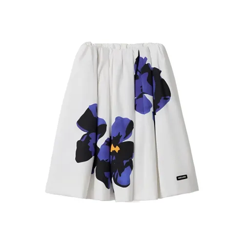 MIU MIU Poplin And Jersey Printed Skirt 'White/Purple'