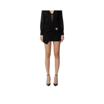 Elisabetta Franchi Macro Bow Flowing Crêpe Miniskirt