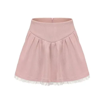 CHIWAWAMEME Casual Short Skirts Women's Glutinous Pink