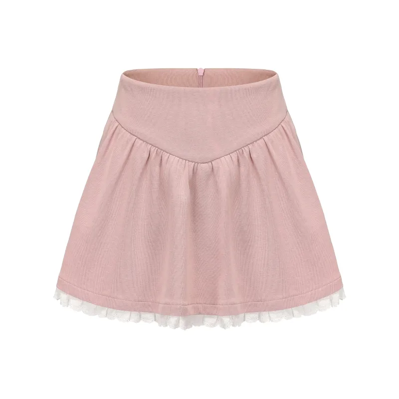 CHIWAWAMEME Casual Short Skirts Women's Glutinous Pink-0