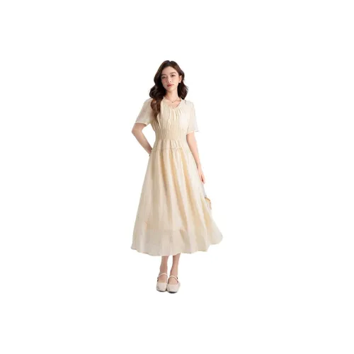 Shavani Short Sleeved Dresses Women's Light Yellow