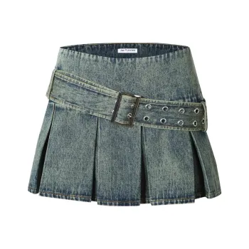 JAC FLEURANT Denim Short Skirts Women's Blue