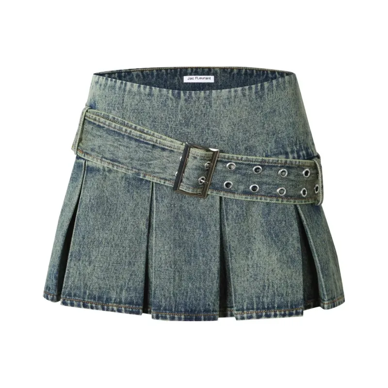 JAC FLEURANT Denim Short Skirts Women's Blue-0