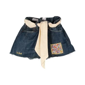 MC2 Saint Barth Arizona Attached Scarf Raw Cut Hem Denim Shorts
