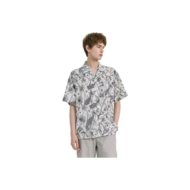 WILD LEADER Shirts Men Platinum White Floral[CW5158594]-0