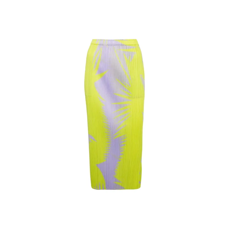 PLEATS PLEASE ISSEY MIYAKE Abstract print Plissé Midi Skirt-0