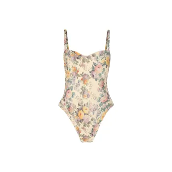 Selkie Collection One piece Swimsuit Women's Golden With Romantic Rose Print