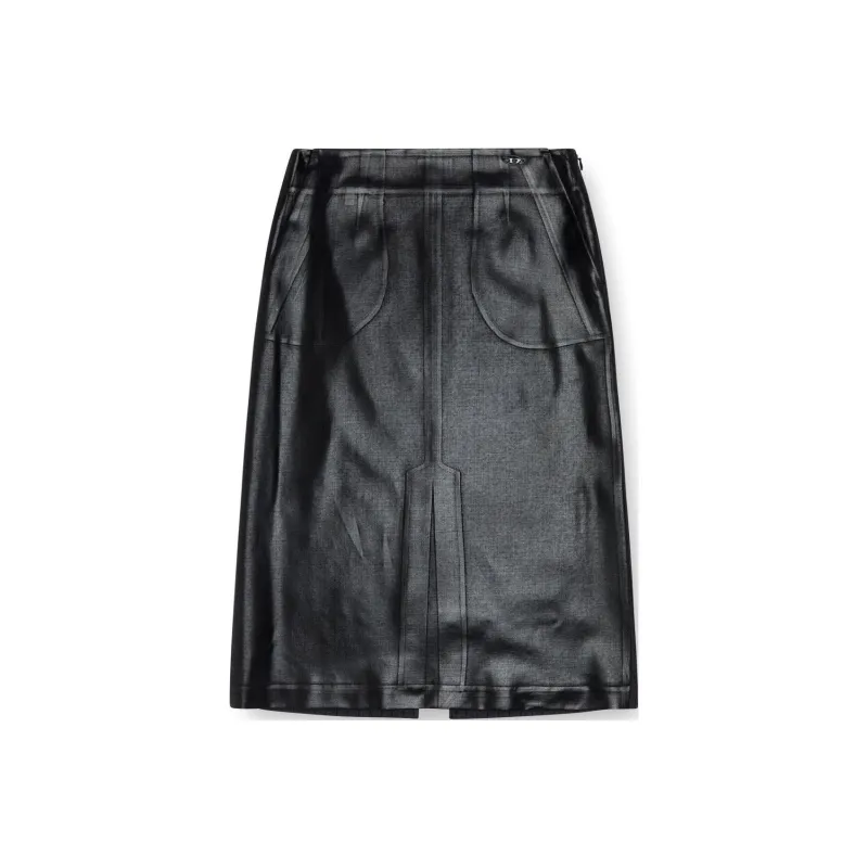 DIESEL O Rion Faux leather Midi Skirt-0