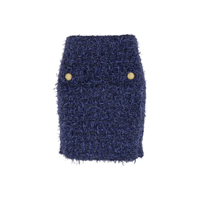 BALMAIN Tweed Button Detailed Mini Skirt-0
