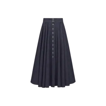 DIOR Gonna Midi Con Bottoni A Pressione Casual Long Skirts Women's Dark Blue