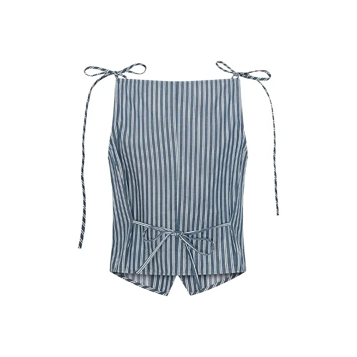 URBAN REVIVO Shirts Women's Dark Blue Stripes-1