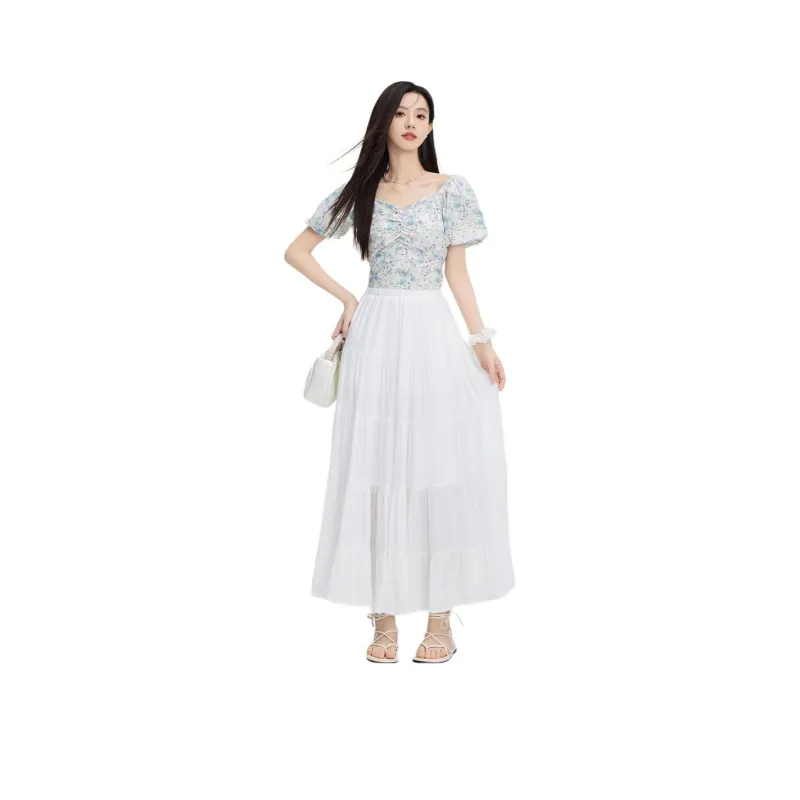 PZGE Casual Long Skirts Women's White-0