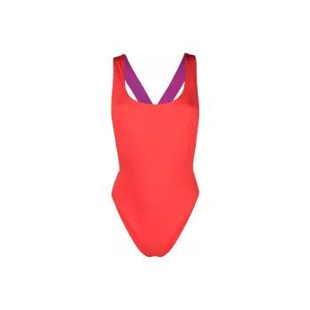 OFF WHITE Logo Strap One Piece Swimsuit Light Red