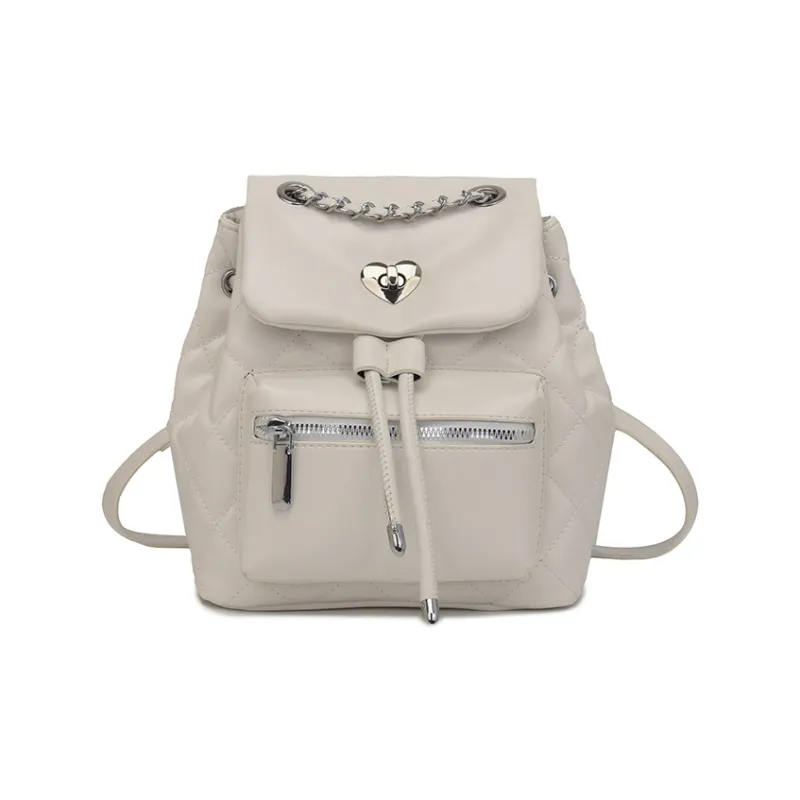 Single Warehouse PU Backpack Regular Women's White/Silver/Black-0
