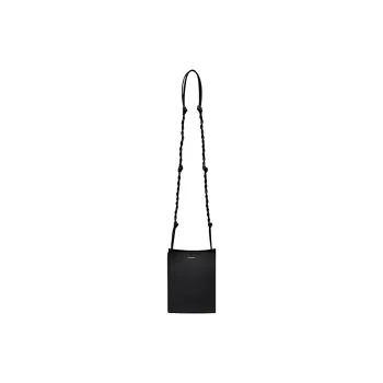 JIL SANDER Tangle Calfskin With Lambskin Messenger Bag, Shoulder Bag, Crossbody Bag Small Size Women's Black