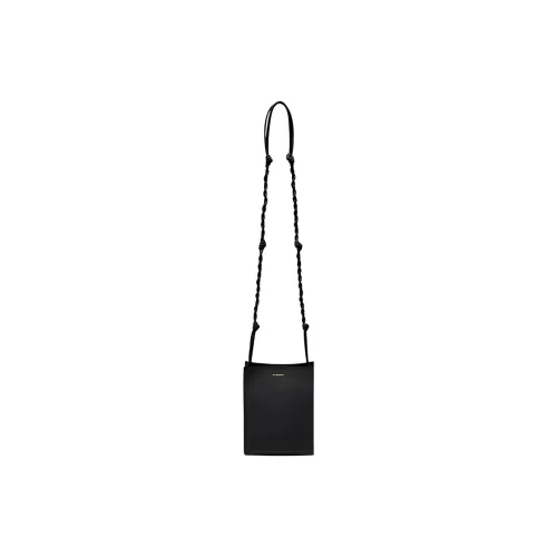 JIL SANDER Tangle Calfskin With Lambskin Messenger Bag, Shoulder Bag, Crossbody Bag Small Size Women's Black