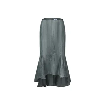URBAN REVIVO Casual Long Skirt Women's Gray Green