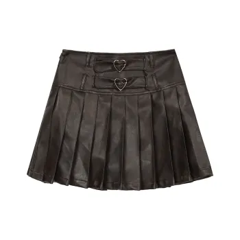 ELF SACK Casual Short Skirts Women's Vintage Dark Brown