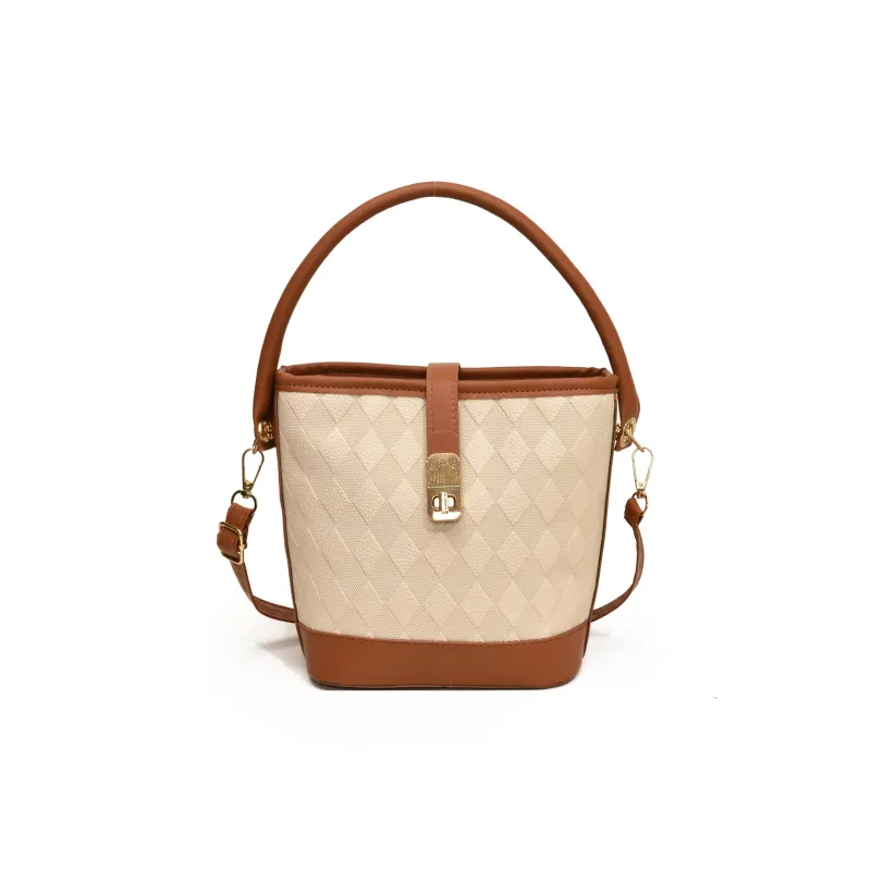 TOUTSEUL YOLO PU Bucket Bag Handbag Women's White/Black/Khaki/Brown-19