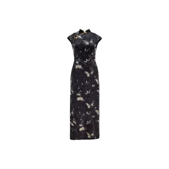 Sheep Design Cheongsam Women's Black