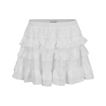 URBAN REVIVO Boho Style Casual Short Skirts Women's Raw White
