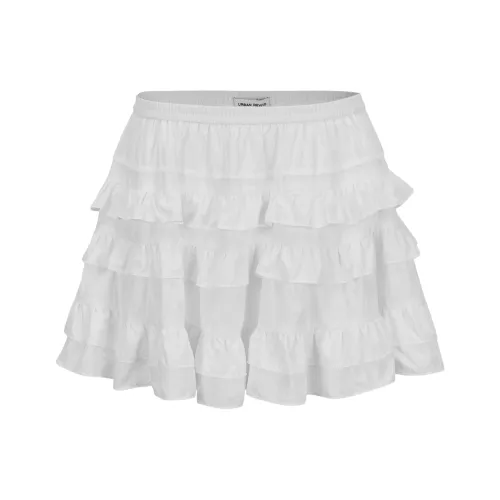 URBAN REVIVO Boho Style Casual Short Skirts Women's Raw White
