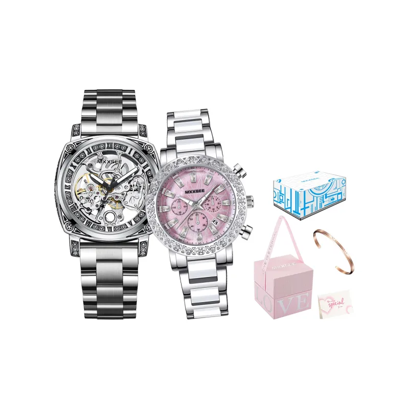 MXXSEE Automatic Mechanical Movement Steel Strap Watch Unisex White Dial-47