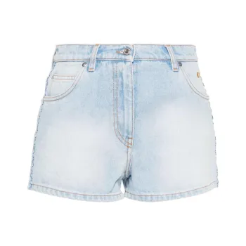 MSGM Logo embroidered Denim Shorts