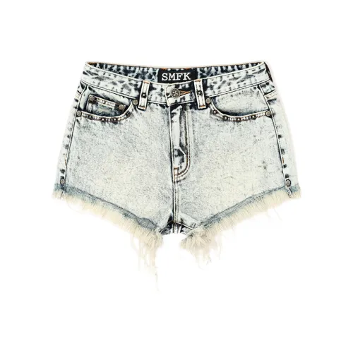 SMFK Denim Shorts Women's White Snowflake